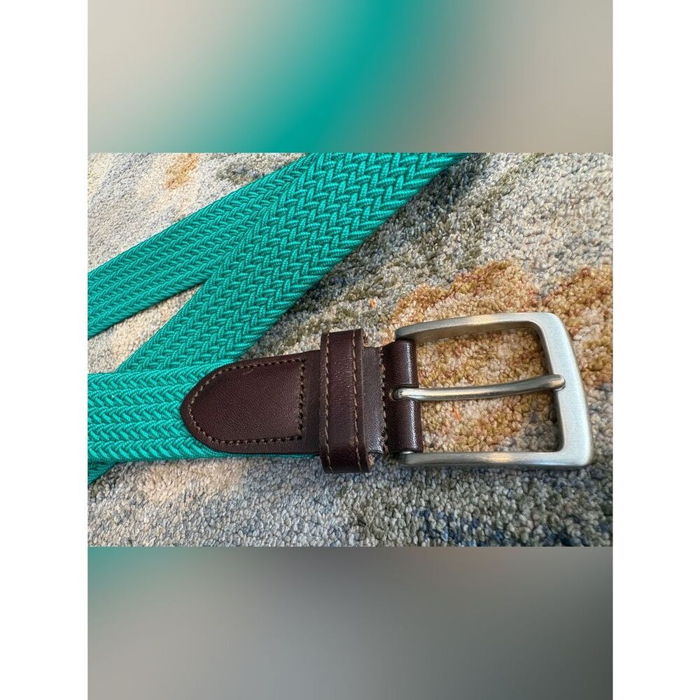 J. Crew Braided Belt in Green with Leather Detail Size Large - Picture 2 of 7